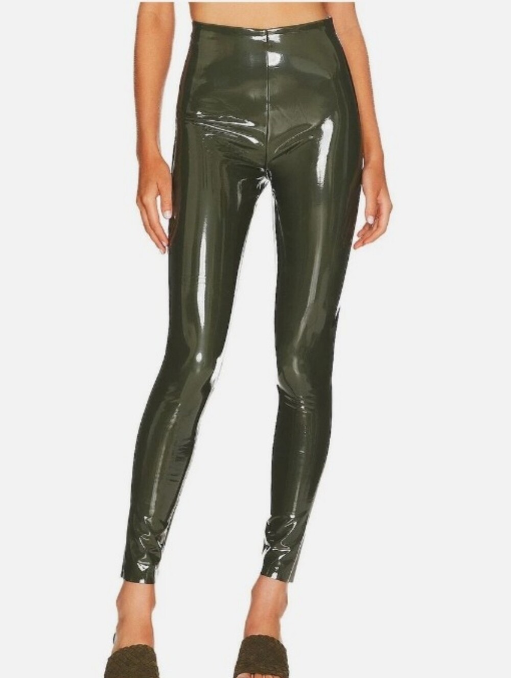 Commando Faux Patent Leather Leggings in Olive Shiny Size Large NWT Size Large